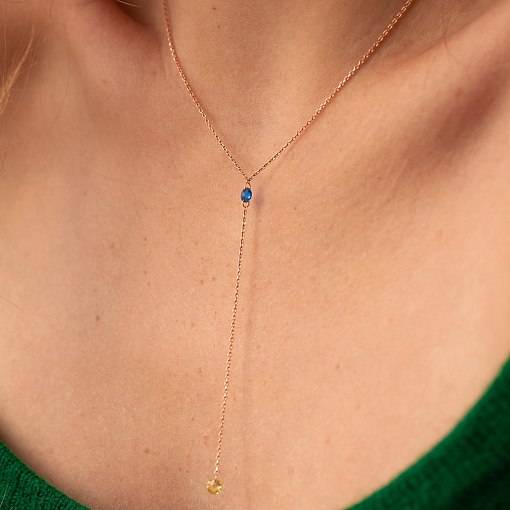 Колье - галстук "Кольори свободи" в красном золоте (фианиты) кол02336 4