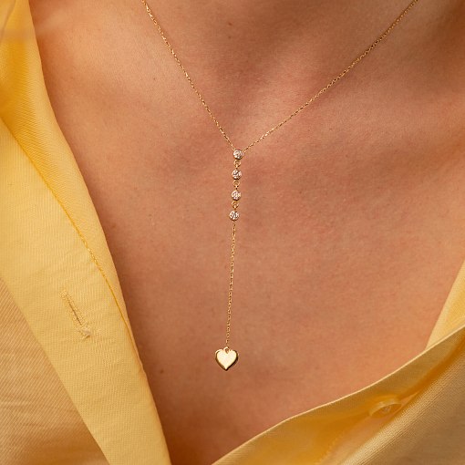 Колье из желтого золота с фианитами кол01784 7