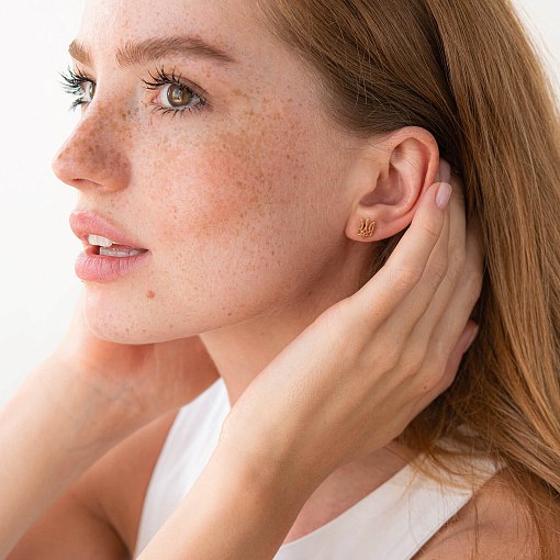 Золотые серьги - пусеты "Герб Украины - Тризуб" с07958 8