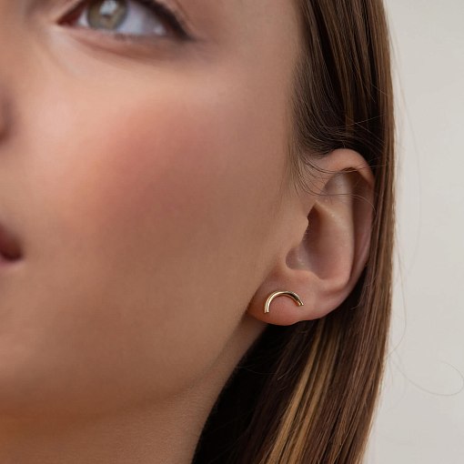 Серьги - пусеты "Дуга" в желтом золоте с07074 2