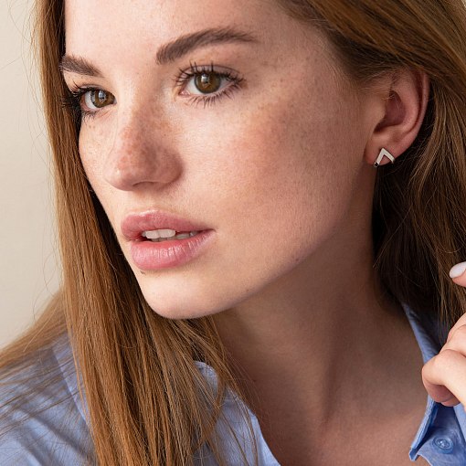 Золотые серьги - пусеты "Акцент" с07519 5