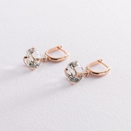 Золотые серьги "Влечение" с зеленым аметистом с05300 6