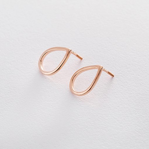 Серьги-пусеты Капельки в красном золоте 1.4*1.0 см с06314 5