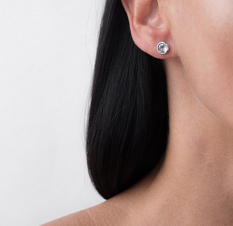 Сережки - пусети в золоті з блакитним топазом с06296 №5