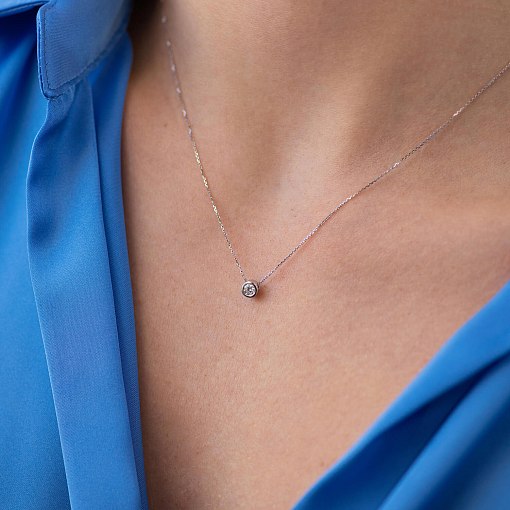 Золоте кольє з одним каменем (діамант) колб0104z 4