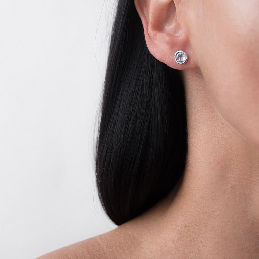 Сережки - пусети в золоті з блакитним топазом с06296 5