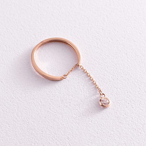 Золота каблучка з підвіскою (фіаніт) к06996 3