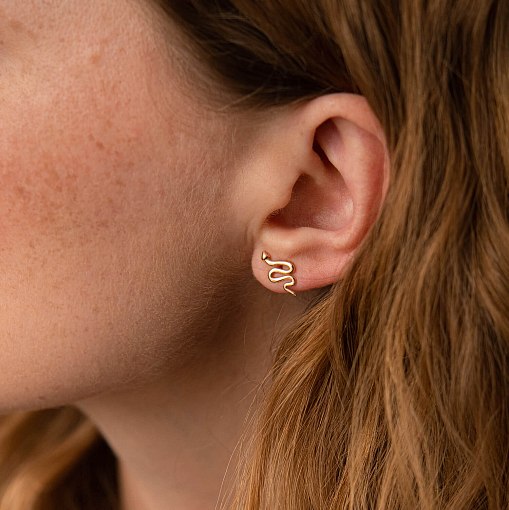 Серьги - пусеты "Змеи" в красном золоте с07880 5