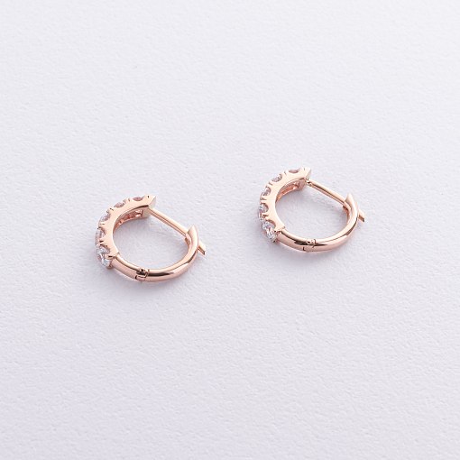 Серьги - кольца "Tracy" с фианитами (красное золото) с09096 3