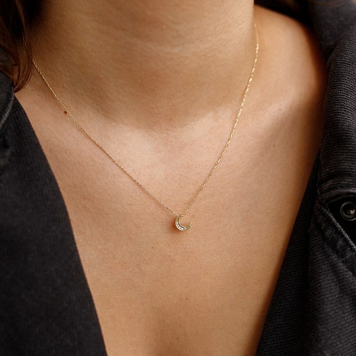 Колье "Луна" с фианитами (желтое золото) кол02312 2