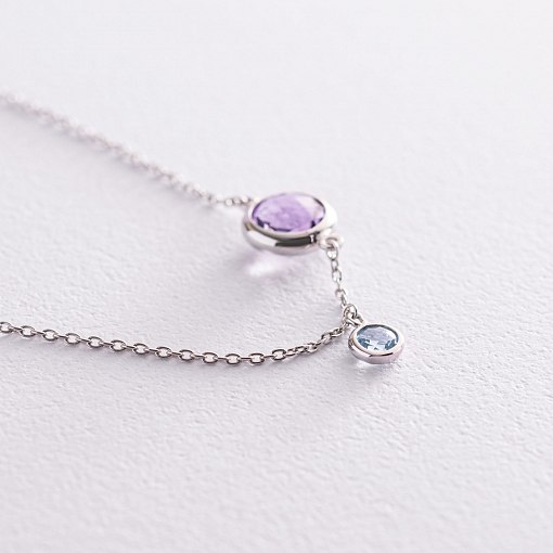 Золоте кольє (аметист, топаз) кол01858 10