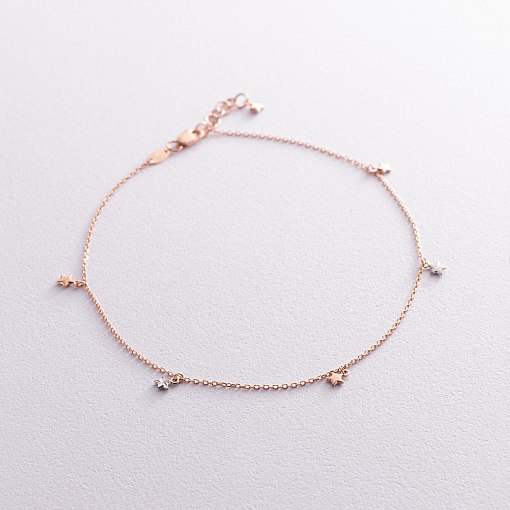 Золотой браслет на ногу "Звезды" б04584