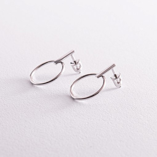 Серьги - пусеты "Уверенность" в белом золоте с06685 4