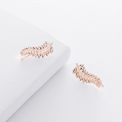 Золотые серьги Пальмовая веточка с06205