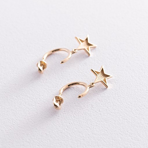 Золотые серьги - пусеты "Звездочки" с07395 4