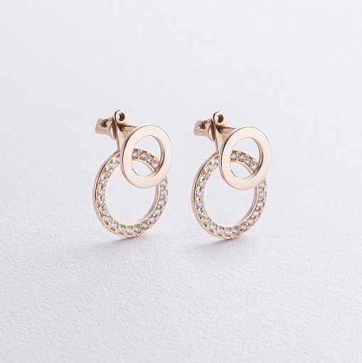 Серьги - джекеты "Sophia" в желтом золоте (фианиты) с09095 5