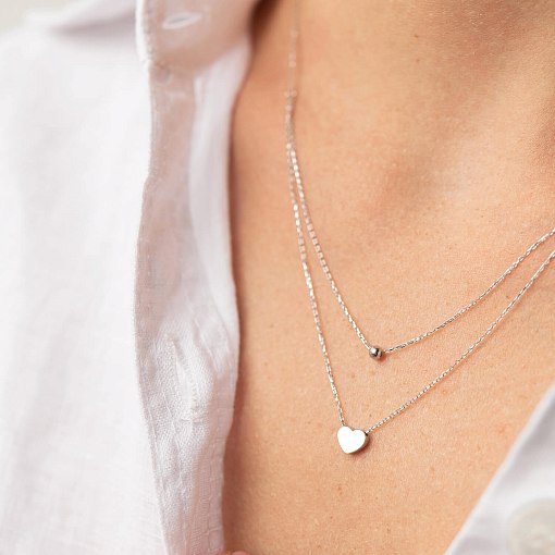 Двойное золотое колье "Шар и сердечко" кол02279 5