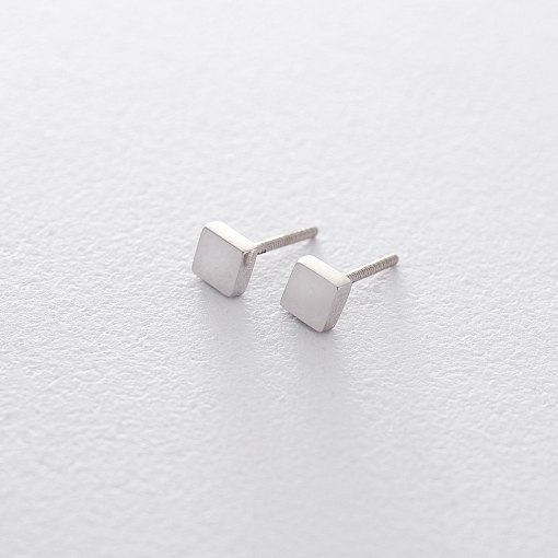 Гвоздики в белом золоте Квадрат с06195