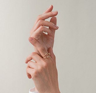 Кольцо "Шарики" в желтом золоте к08282 №5