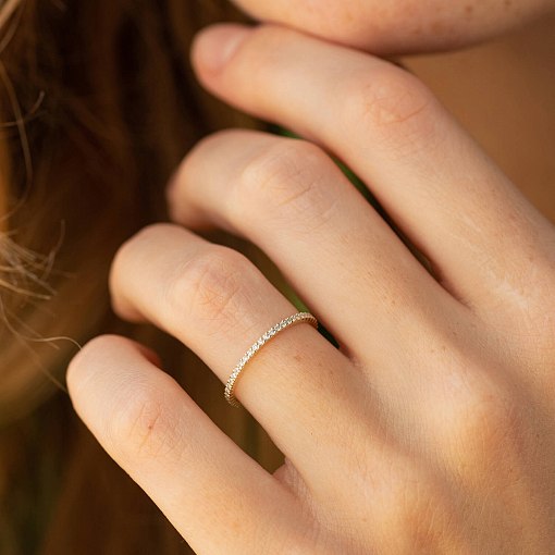 Каблучка з доріжкою діамантів (жовте золото) 217843121 4