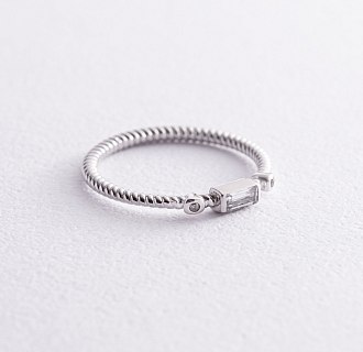 Кольцо "Кайла" в белом золоте (фианиты) к07400 №4