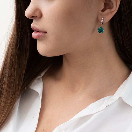 Золотые серьги "Влечение" с синтетическим кварцем с05293 7