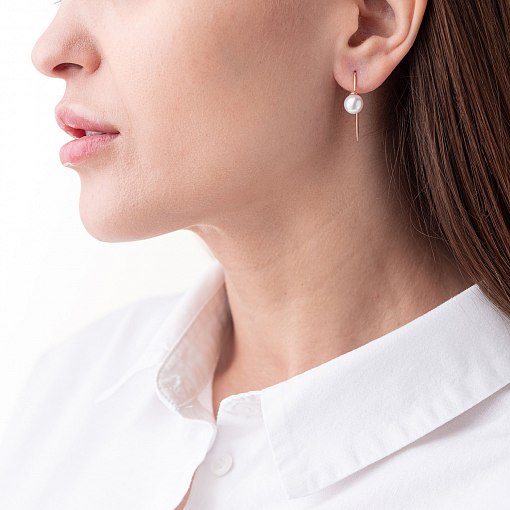 Золотые серьги "Изящность" (жемчуг) с07341 5