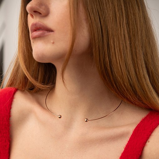 Колье - чокер "Miley" (красное золото) с шариками кол02540 2