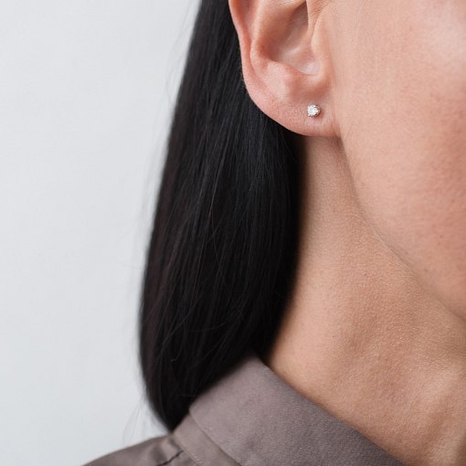 Золотые серьги - пусеты с фианитами с02891 6