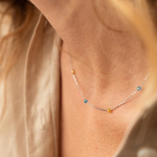 Колье "Вільна" в белом золоте (голубые и желтые фианиты) кол02292 6