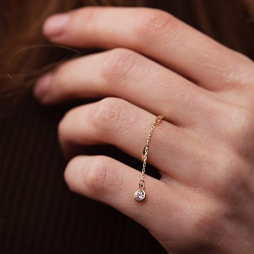 Золотое кольцо с подвеской (фианит) к06997 2