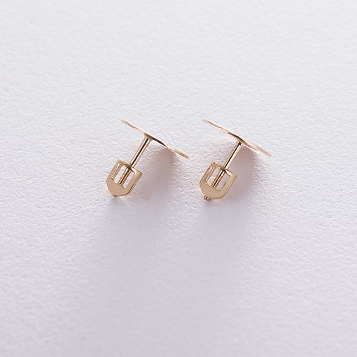 Серьги-пусеты "Кружочки" из желтого золота с06491 2