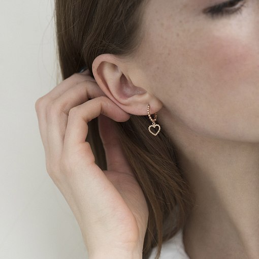 Серьги "Сердечки" (красное золото) с05938 4