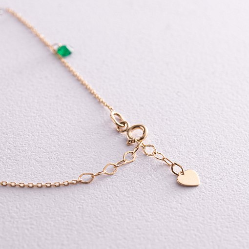 Браслет в желтом золоте (зеленые и белые фианиты) б05138 6