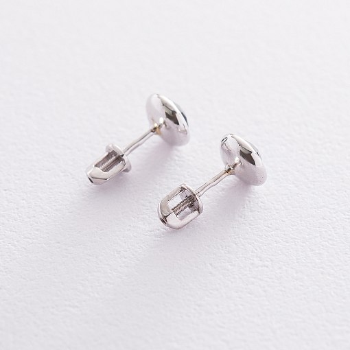 Золотые серьги-пусеты (синт. сапфир) с06463 2