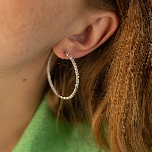 Золотые серьги - кольца с бриллиантами 313231121 2