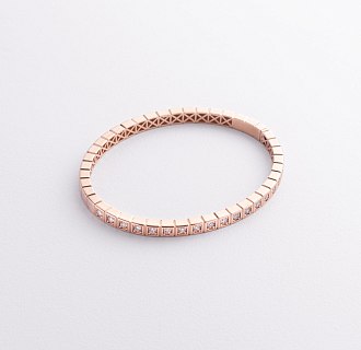 Жесткий золотой браслет "Кубики" (фианиты) б05612 №4