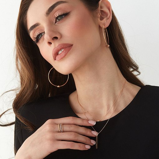 Серьги - кольца "Гармония" в красном золоте с07340 5