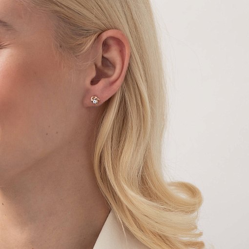 Золотые серьги - пусеты с фианитами с07592 2