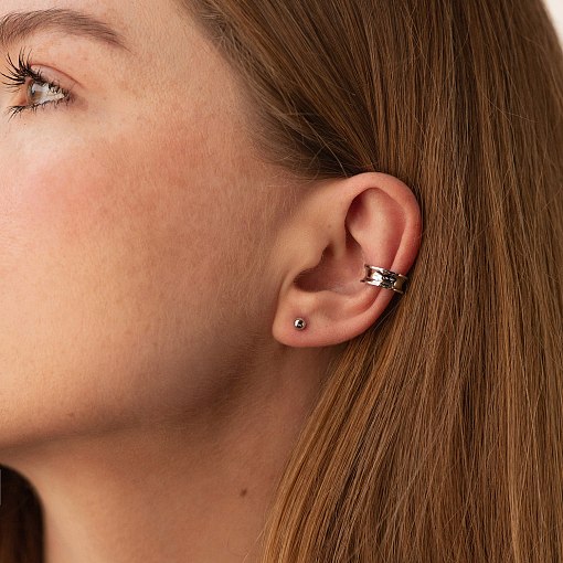 Серьга - каффа "Lorette" в белом золоте с09002 2