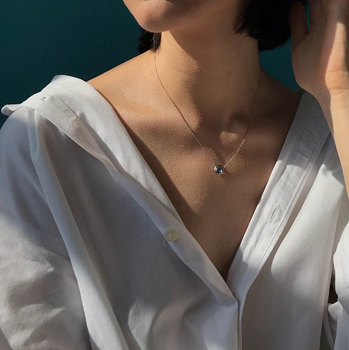 Кольє із блакитним топазом в білому золоті кол01325 7