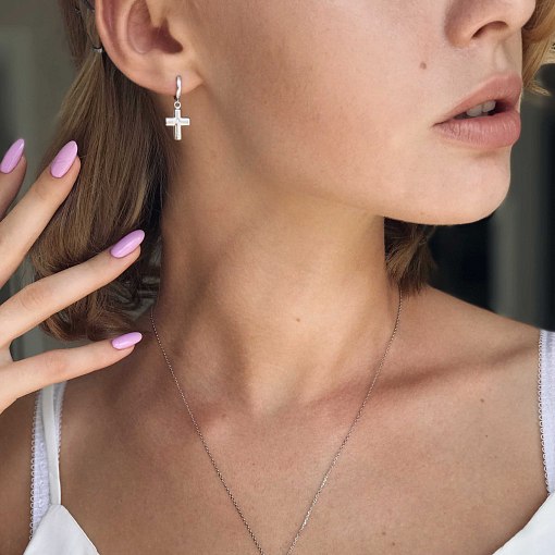 Серьги Крестики в белом золоте с04414 6