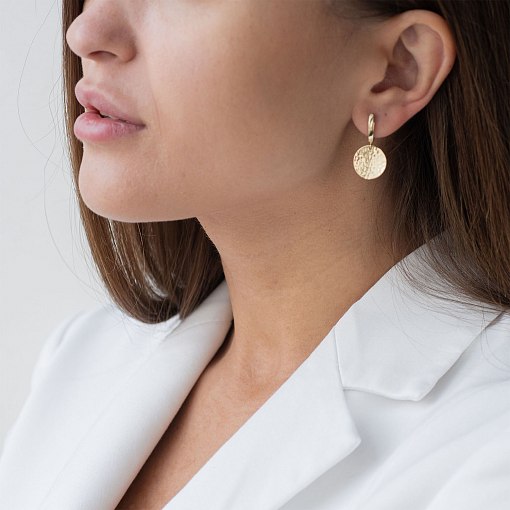 Серьги "Солнечные зайчики" в желтом золоте с06734 2