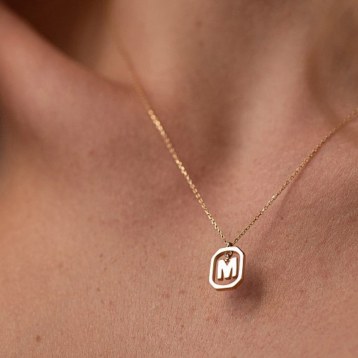 Колье с буквой "М" в желтом золоте кол02463м 2