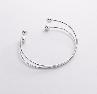 Жесткий браслет "Шарики" (белое золото) б05580 №5