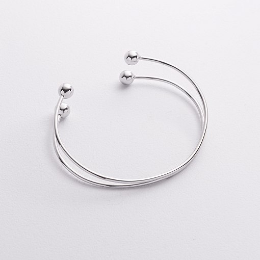 Жесткий браслет "Шарики" (белое золото) б05580 5