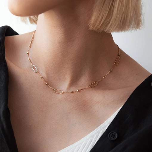 Колье - цепочка "Шарики" в красном золоте кол02224