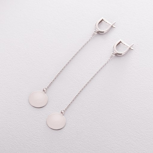 Висячие серьги "Монетки" из белого золота с06392