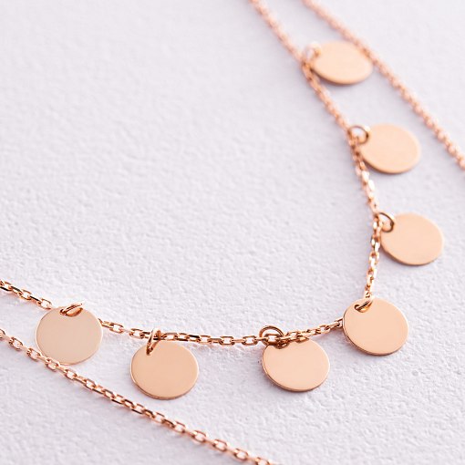 Двойное колье - галстук "Монетки" в красном золоте кол02284 8