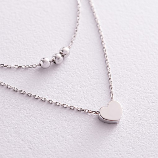 Двойное золотое колье "Шарики и сердечко" кол02313 3